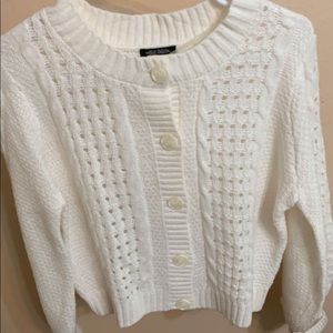 white button up sweater